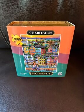 Charleston /Dowdle Style Jigsaw Puzzle Pieces in Decorative Box - with poster